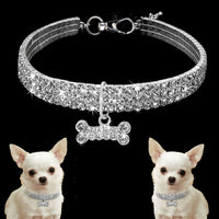 HKM-2984893 Bling Rhinestone Adjustable Dog and Cat Collar with Metal Pendant for Small Pets