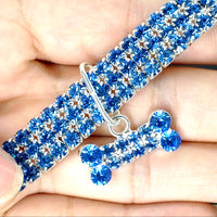 HKM-2984893 Bling Rhinestone Adjustable Dog and Cat Collar with Metal Pendant for Small Pets