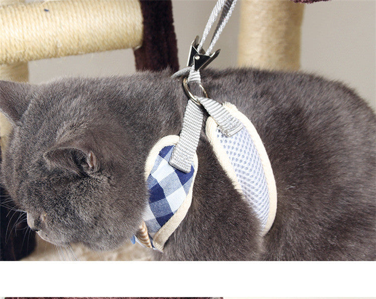 HKM-2986173 Adjustable Cat Harness with Leash ¨C Available in Pink, Blue, Beige, and Gray Options