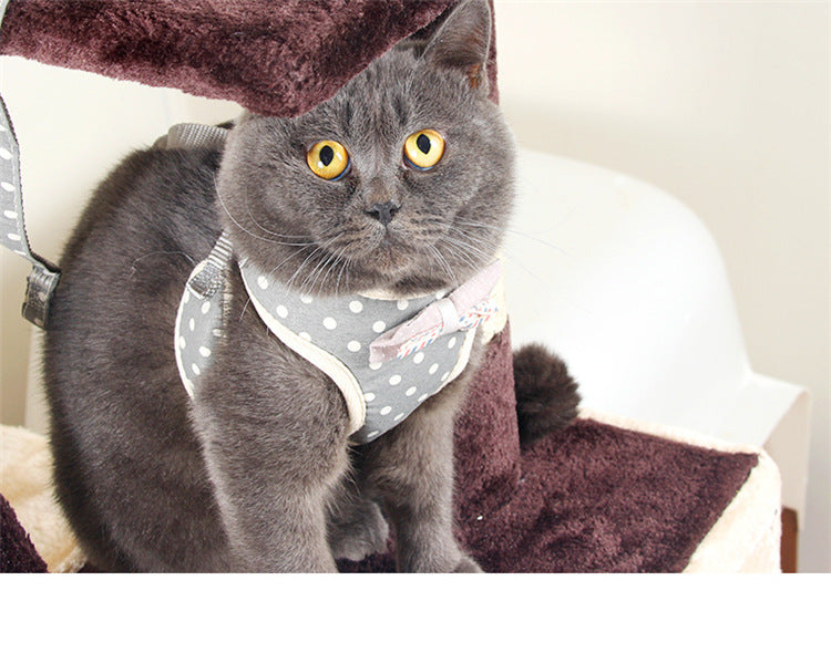 HKM-2986173 Adjustable Cat Harness with Leash ¨C Available in Pink, Blue, Beige, and Gray Options