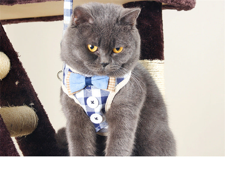 HKM-2986173 Adjustable Cat Harness with Leash ¨C Available in Pink, Blue, Beige, and Gray Options