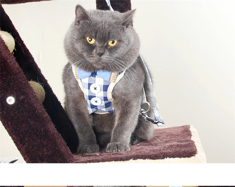 HKM-2986173 Adjustable Cat Harness with Leash ¨C Available in Pink, Blue, Beige, and Gray Options