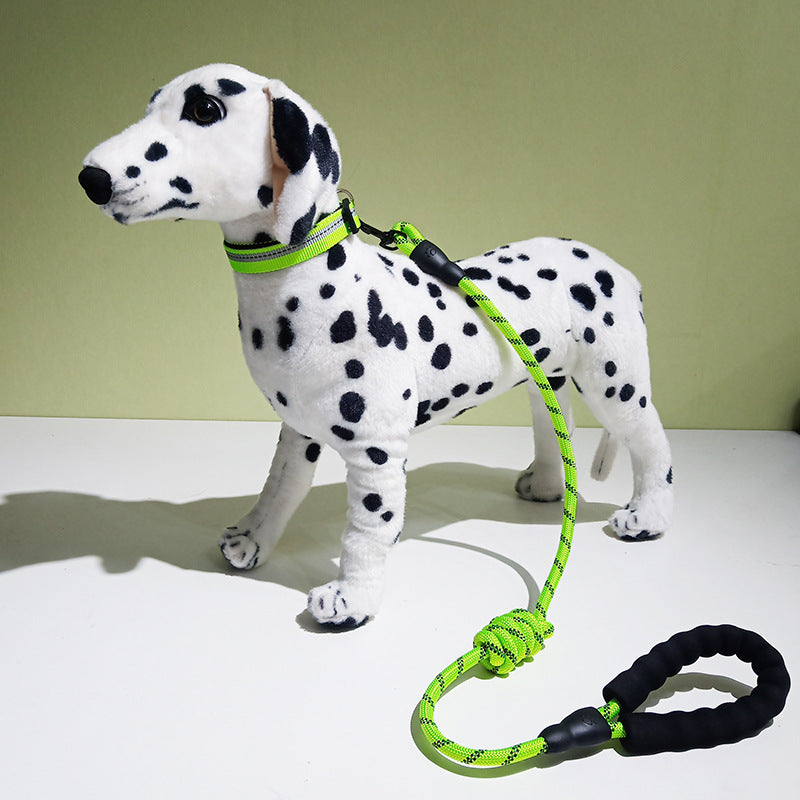 HKM-2986685 Reflective Dog Collar with Decorative Necklace and Leash Set
