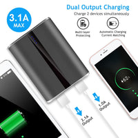 HKM-298707 12000mAh Portable Power Bank with Dual USB Output, Fast Charging, Compact Design, Built-in Flashlight