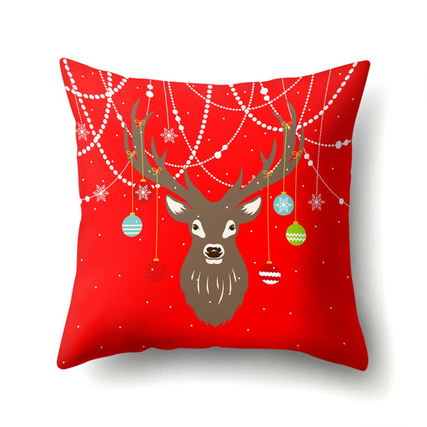 HKM-298707 Customizable Christmas Pillowcase with Digital Print Design - 45cm x 45cm, White Polyester Backing