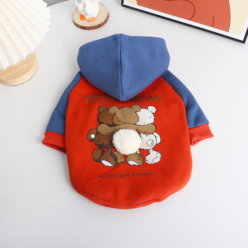 HKM-2987453 Cozy Cotton Coat for Small to Medium Dogs in Red, Perfect for Autumn and Winter