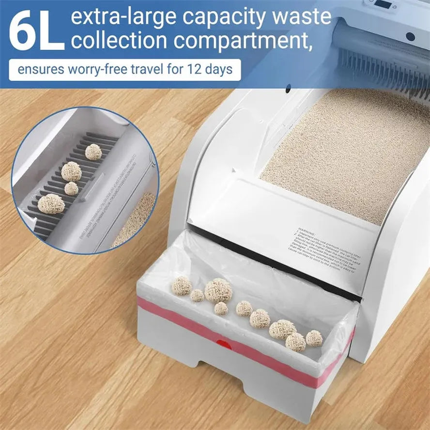 HKM-298771 Automatic Self-Cleaning Cat Litter Box with 6L Capacity – Easy Maintenance Smart Toilet