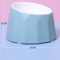 HKM-2988861 Ceramic Slanted Tall Cat Food Bowl with Planet Print - 13.5cm Diameter