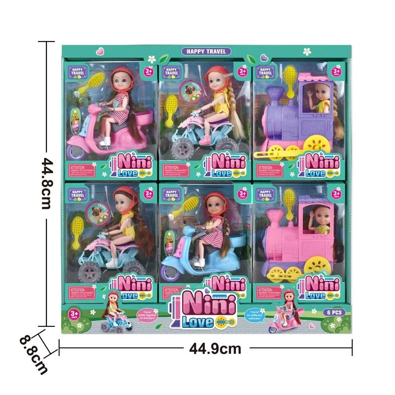 HKM-298963 Mini Cute 6-Inch Solid Body Baby Motorcycle Toy Doll for Girls and Boys, Educational Soft Plastic Fun for Ages 2-7