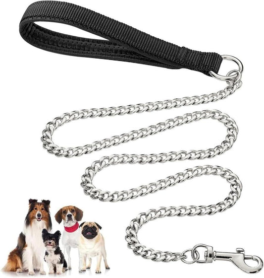 HKM-299027 Heavy-Duty Chew-Proof Metal Dog Leash with Soft Padded Handle for Large and Medium Dogs