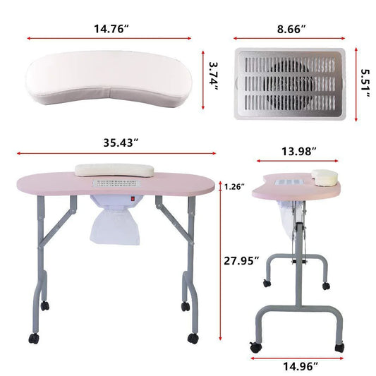 HKM-299027 Portable Rolling and Single Manicure Tables for Versatile Nail Care Solutions