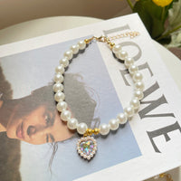 HKM-2990653 Retro Love Crystal Pendant Pet Necklace in Various Colors for Cats and Dogs
