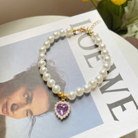 HKM-2990653 Retro Love Crystal Pendant Pet Necklace in Various Colors for Cats and Dogs