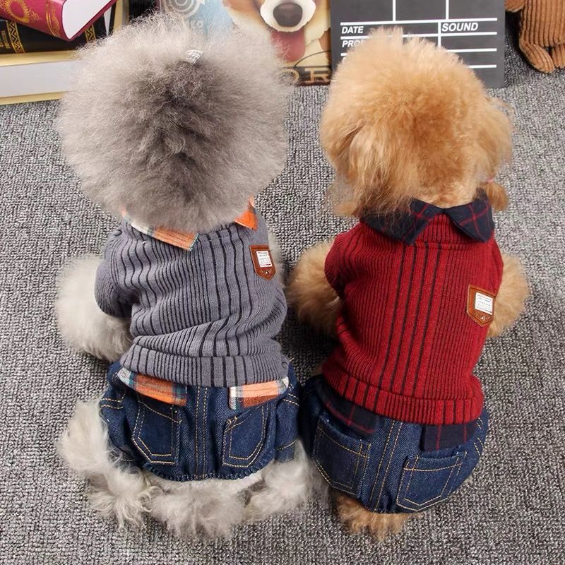 HKM-2991037 Burgundy Thick Four-Legged Dog Clothes for All Sizes