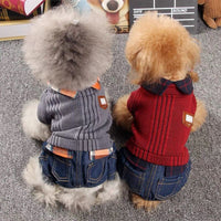 HKM-2991037 Burgundy Thick Four-Legged Dog Clothes for All Sizes
