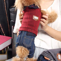 HKM-2991037 Burgundy Thick Four-Legged Dog Clothes for All Sizes