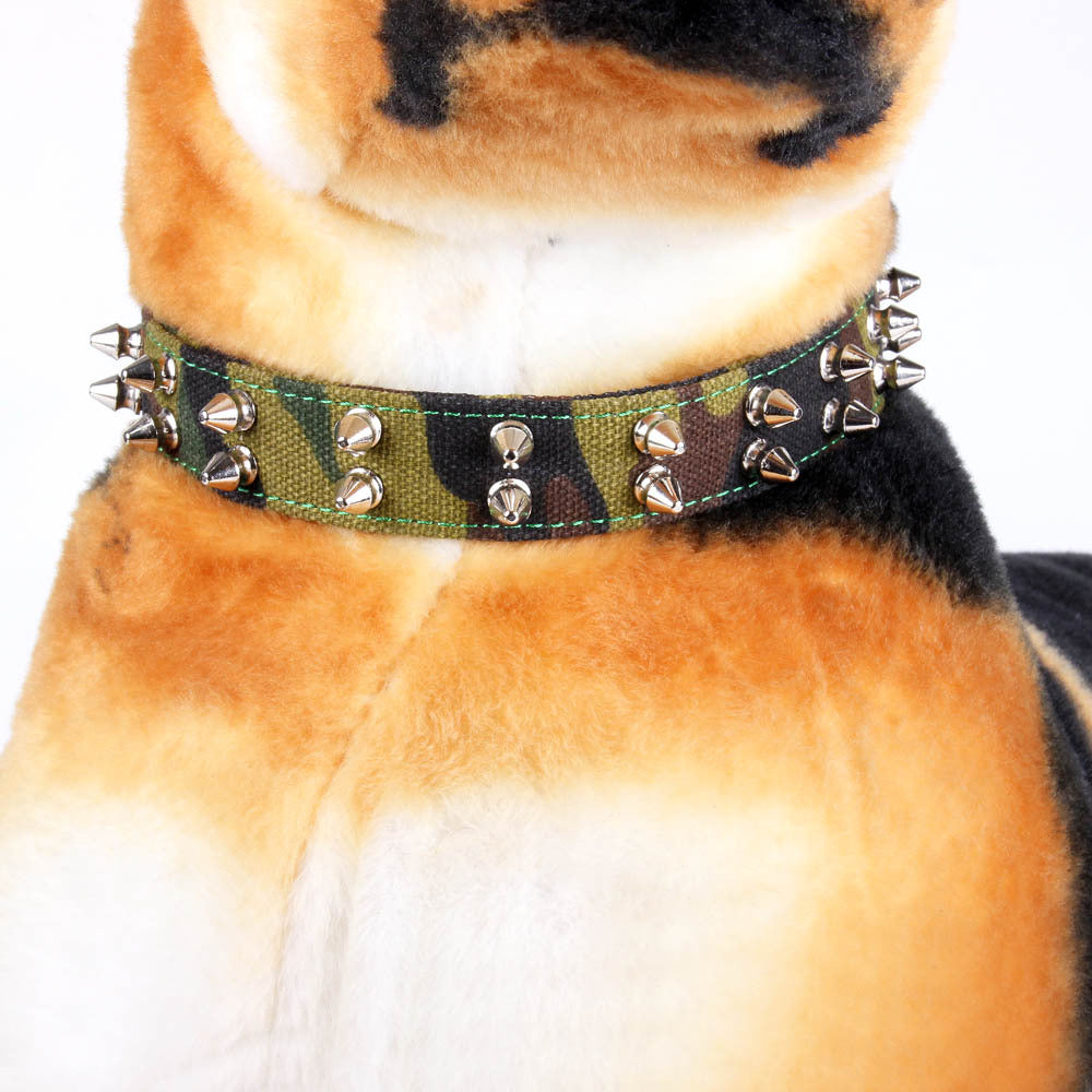 HKM-2992445 Camouflage Canvas Spiked Dog Collar in Multiple Sizes