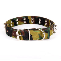HKM-2992445 Camouflage Canvas Spiked Dog Collar in Multiple Sizes