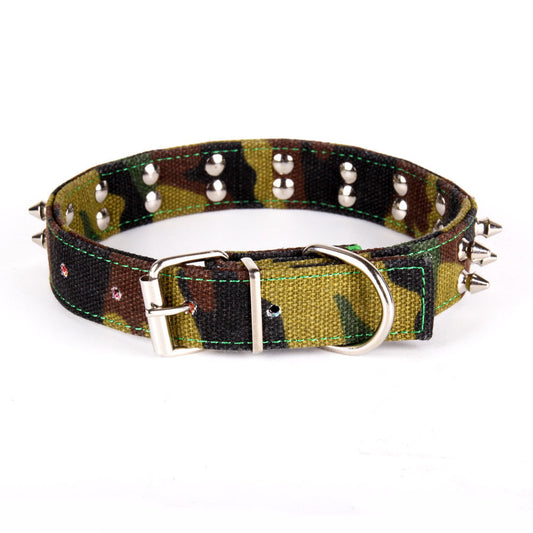 HKM-2992445 Camouflage Canvas Spiked Dog Collar in Multiple Sizes