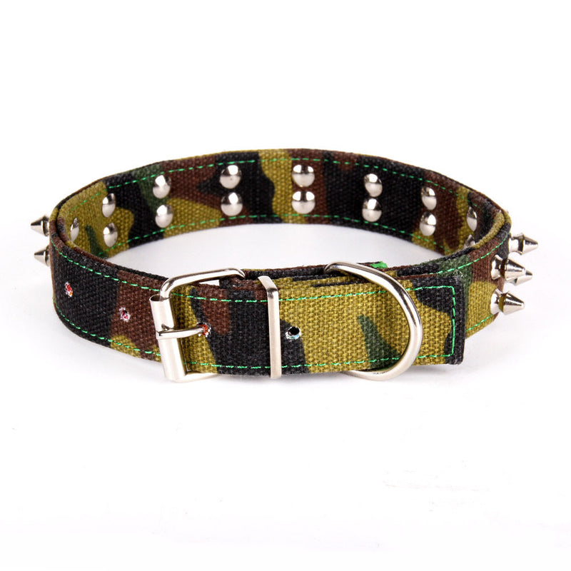 HKM-2992445 Camouflage Canvas Spiked Dog Collar in Multiple Sizes
