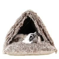 HKM-2992701 Cozy Semi-Closed Pet Bed for Cats and Small Dogs ¨C Winter Warmth, Soft Cloth Comfort