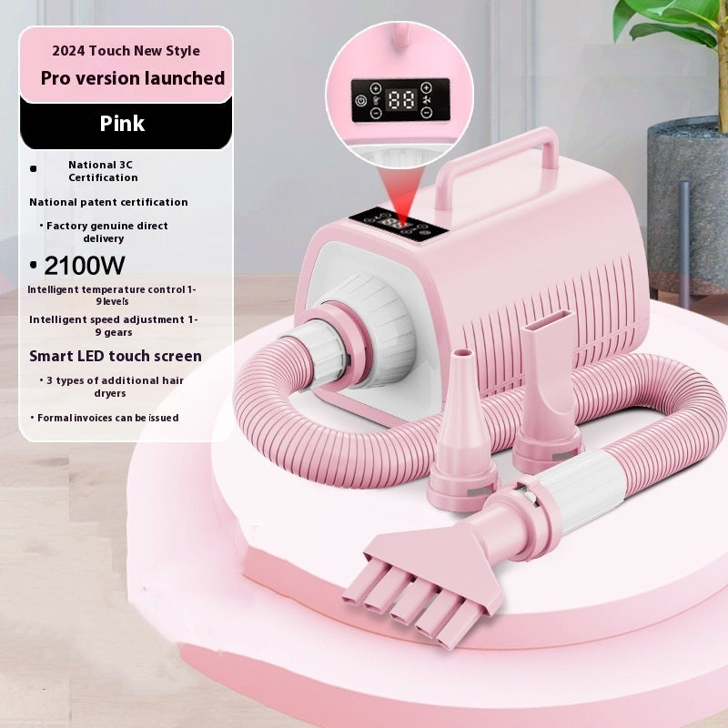 HKM-2994109 High-Power 2000W Pet Hair Dryer for Dogs – Smart Touch in Pink, Black, and White