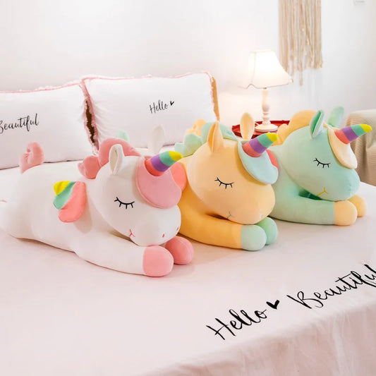 HKM-299411 Soft Plush Unicorn Toy - Colorful 3D Animal Doll Cushion for Kids Ages 3+ - Ideal Gift for Birthdays and More