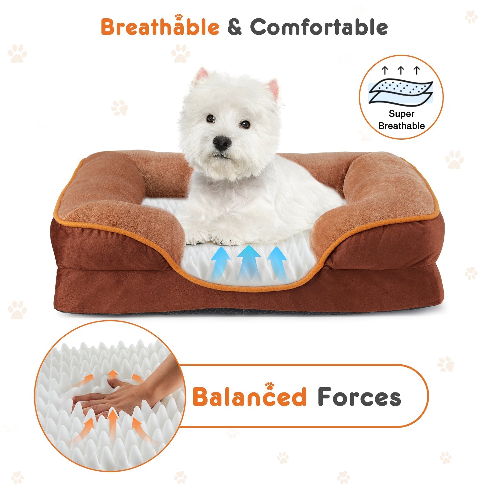 HKM-2994493 Memory Foam Pet Bed for Small Dogs & Cats with Waterproof Liner and Washable Cover