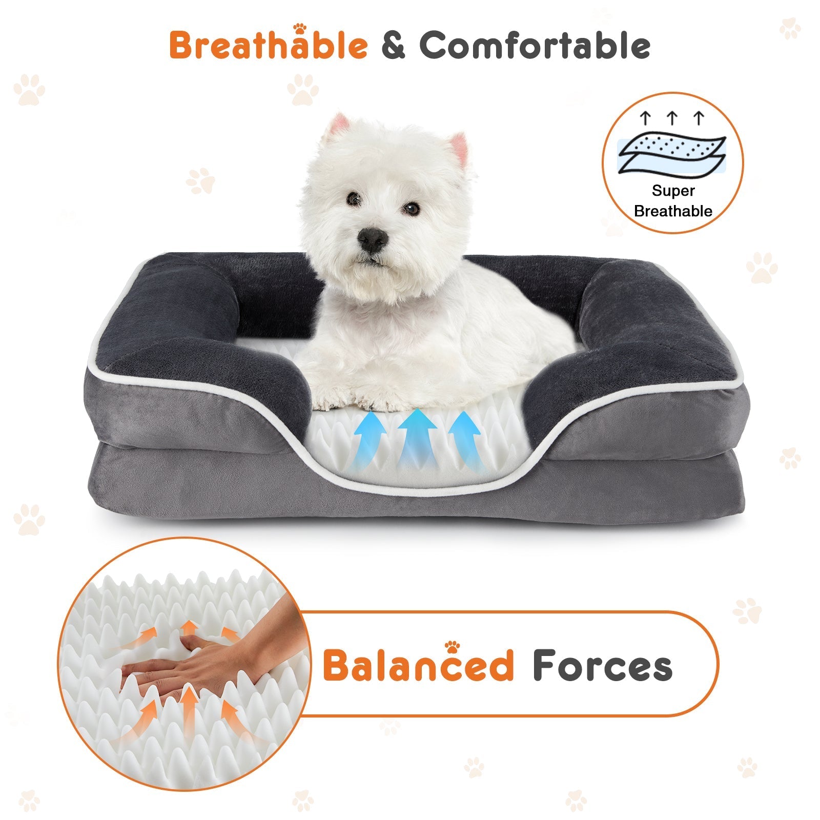 HKM-2994493 Memory Foam Pet Bed for Small Dogs & Cats with Waterproof Liner and Washable Cover