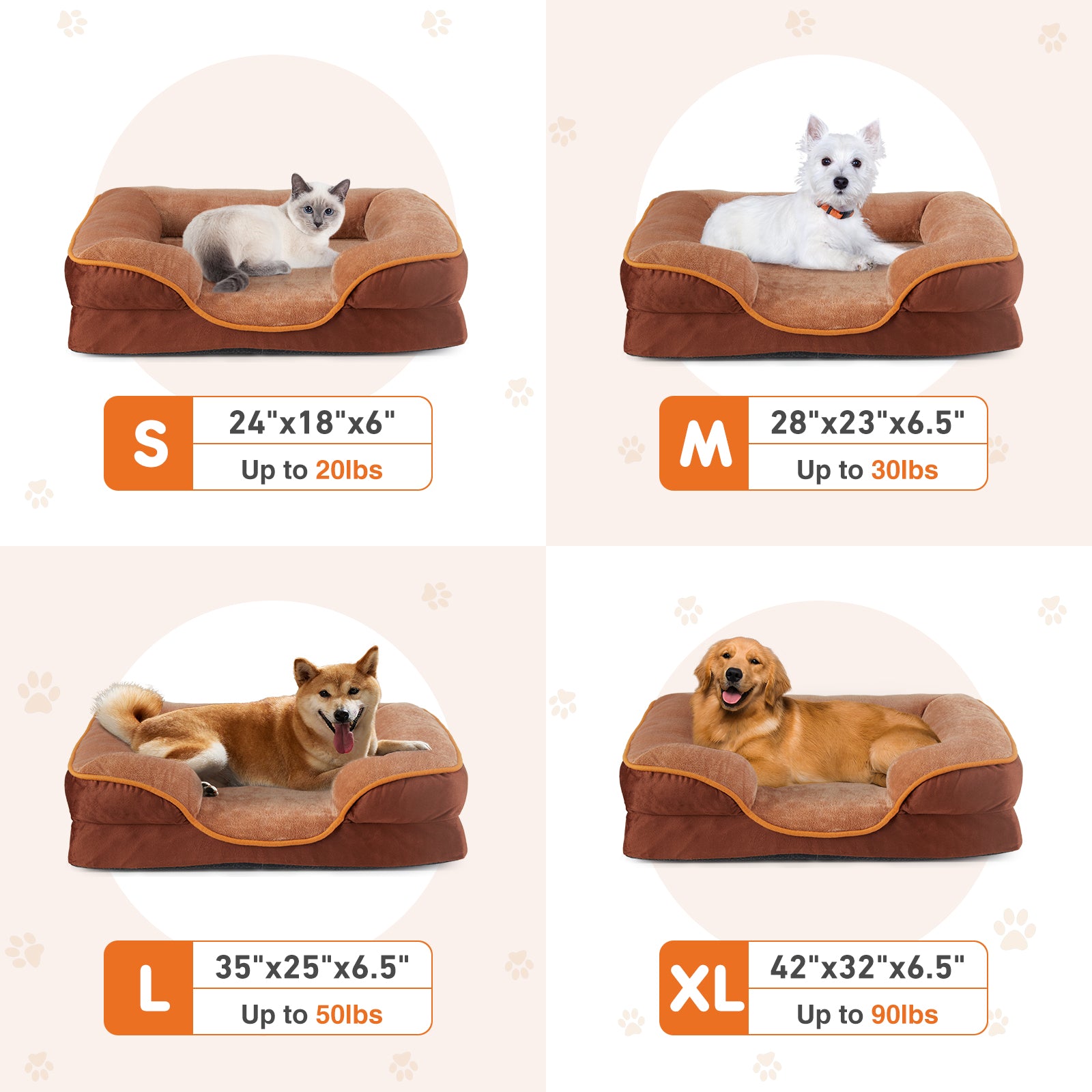 HKM-2994493 Memory Foam Pet Bed for Small Dogs & Cats with Waterproof Liner and Washable Cover