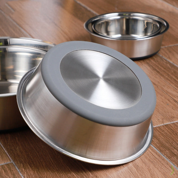 HKM-2998589 Stainless Steel Pet Bowl with Silicone Base for Dogs and Cats - Available in Multiple Colors and Sizes