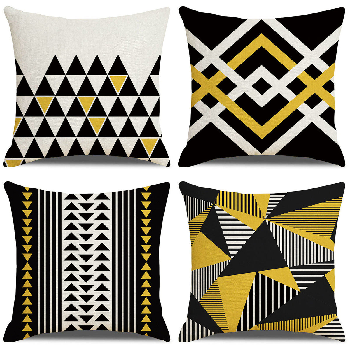 HKM-299859 Geometric Abstraction Polyester Hemp Throw Pillow Cover - 45x45cm
