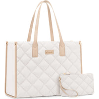 HKM-299859 Quilted Large Tote Hand Bag for Work and School – Versatile Laptop Purse for Office Use
