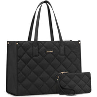 HKM-299859 Quilted Large Tote Hand Bag for Work and School – Versatile Laptop Purse for Office Use