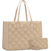 HKM-299859 Quilted Large Tote Hand Bag for Work and School – Versatile Laptop Purse for Office Use