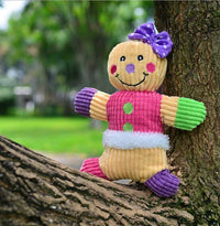 HKM-2999229 Gingerbread Man Plush Dog Toy - Blue & Pink Christmas Sounding Toy (23x20x5cm)
