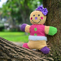 HKM-2999229 Gingerbread Man Plush Dog Toy - Blue & Pink Christmas Sounding Toy (23x20x5cm)