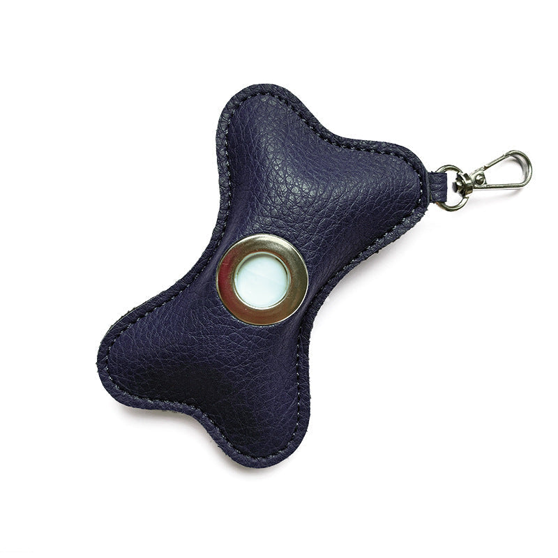 HKM-3000637 Portable PU Leather Pet Waste Bag Holder - Stylish Design with Trash Bags Included