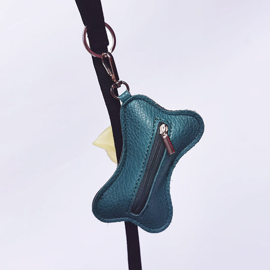 HKM-3000637 Portable PU Leather Pet Waste Bag Holder - Stylish Design with Trash Bags Included