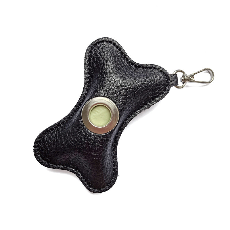 HKM-3000637 Portable PU Leather Pet Waste Bag Holder - Stylish Design with Trash Bags Included