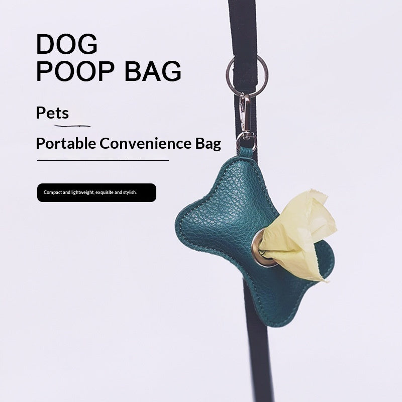 HKM-3000637 Portable PU Leather Pet Waste Bag Holder - Stylish Design with Trash Bags Included