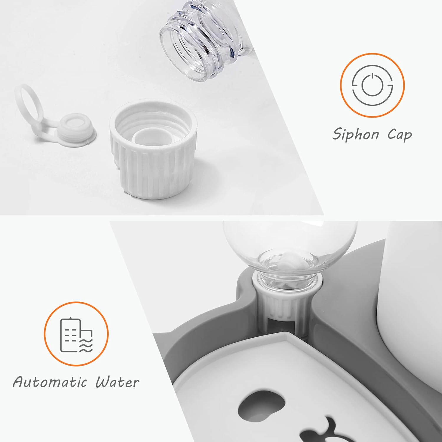 HKM-3001661 Tilted Elevated Stainless Steel Cat and Dog Bowls with Automatic Water Dispenser