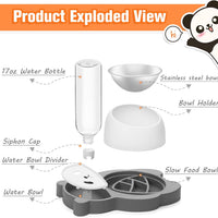 HKM-3001661 Tilted Elevated Stainless Steel Cat and Dog Bowls with Automatic Water Dispenser