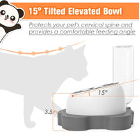 HKM-3001661 Tilted Elevated Stainless Steel Cat and Dog Bowls with Automatic Water Dispenser