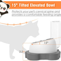 HKM-3001661 Tilted Elevated Stainless Steel Cat and Dog Bowls with Automatic Water Dispenser