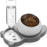 HKM-3001661 Tilted Elevated Stainless Steel Cat and Dog Bowls with Automatic Water Dispenser