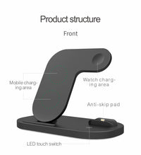 HKM-300179 3-in-1 Wireless Charging Station for iPhone 15W, AirPods Pro & iWatch, Foldable Design, Type-C, Black/White