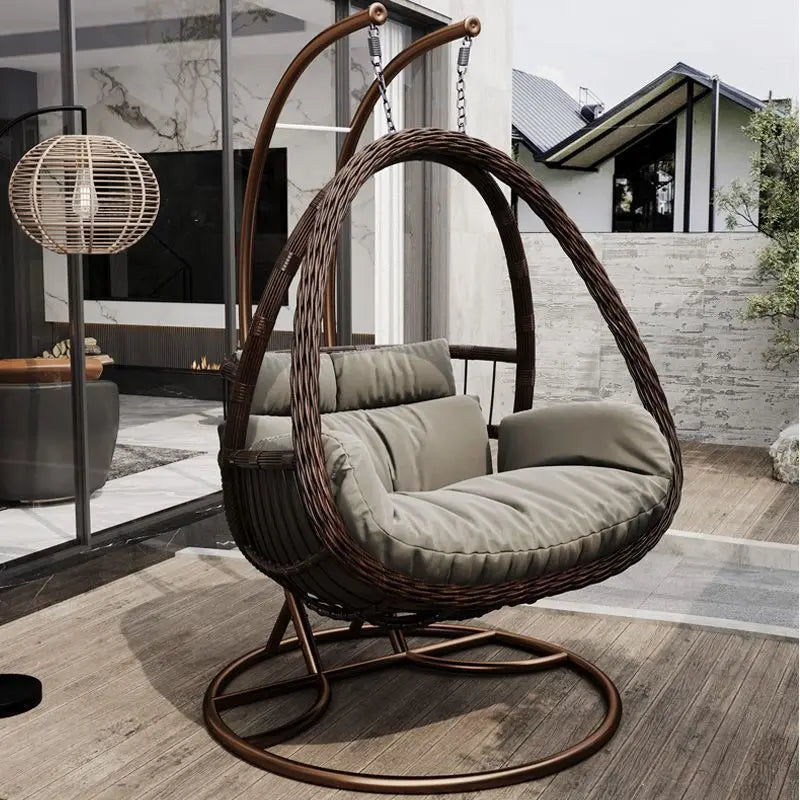 HKM-300179 Outdoor Rattan Swing Pod Double Seater Chair for Garden or Patio
