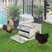 HKM-3002045 30 lbs Capacity Automatic Chicken Feeder - Galvanized Steel & Aluminum, Weatherproof Design