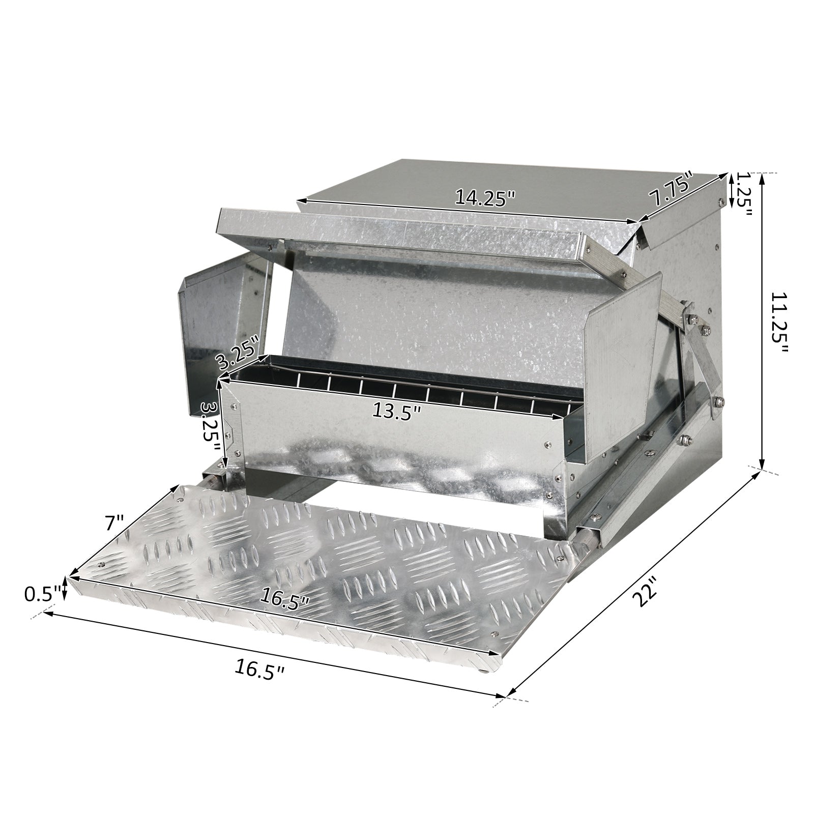 HKM-3002045 30 lbs Capacity Automatic Chicken Feeder - Galvanized Steel & Aluminum, Weatherproof Design